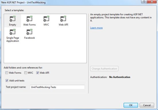 Select Unit Test Project
